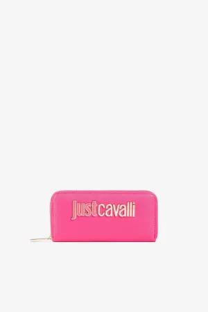 Portefeuille zippé à logo Just Cavalli en métal