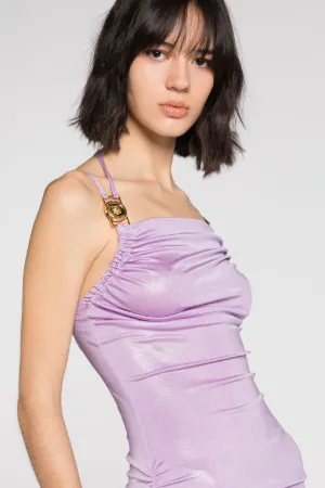Robe métallisée à bretelles et logo Just Cavalli