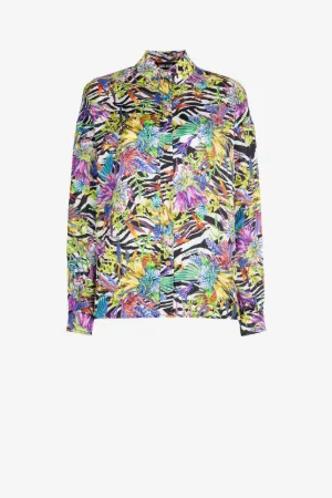 Рубашка Just Cavalli с принтами Floral и Zebra