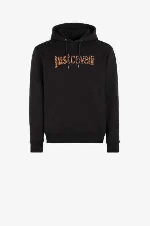 Sudadera de algodón con capucha y logotipo Just Cavalli