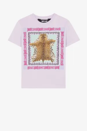 T-shirt à imprimé jaguar et logo Just Cavalli