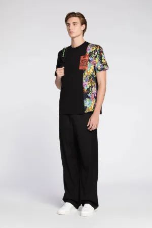 T-shirt en coton à imprimé floral et logo Just Cavalli