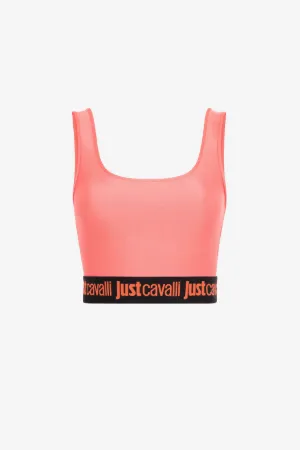 Top Just Cavalli con logotipo de jacquard