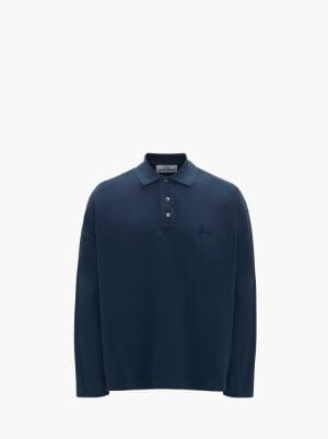 A.P.C. X JW ANDERSON - POLO MURRAY - LONG SLEEVE POLO SHIRT in blue | JW  Anderson