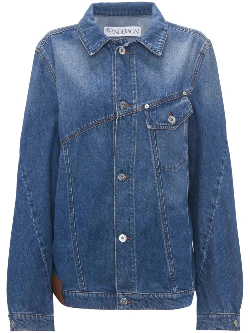 JW Anderson anchor-logo deconstructed denim jacket | Eraldo