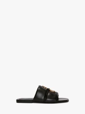 ANCHOR LOGO LEATHER SLIDES in black | JW Anderson