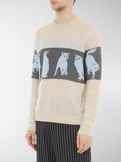 Sale Jw Anderson Animal Jacquard Jumper Neutrals Nylon Modes