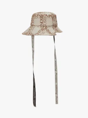 ASYMMETRIC BUCKET HAT WITH LOGO GRID in neutrals | JW Anderson TW