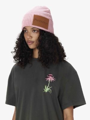 BEANIE WITH LOGO PATCH in pink | JW Anderson SA