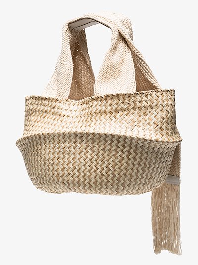 Jw Anderson Beige Logo Plaque Basket Bag Browns