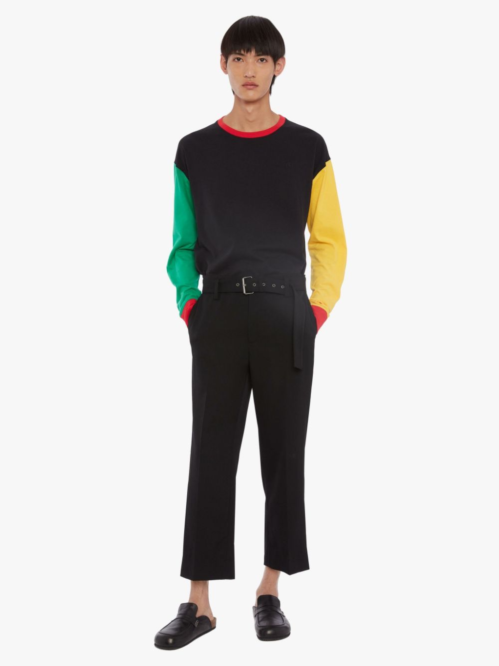 BELTED TAILORED TROUSERS in black | JW Anderson