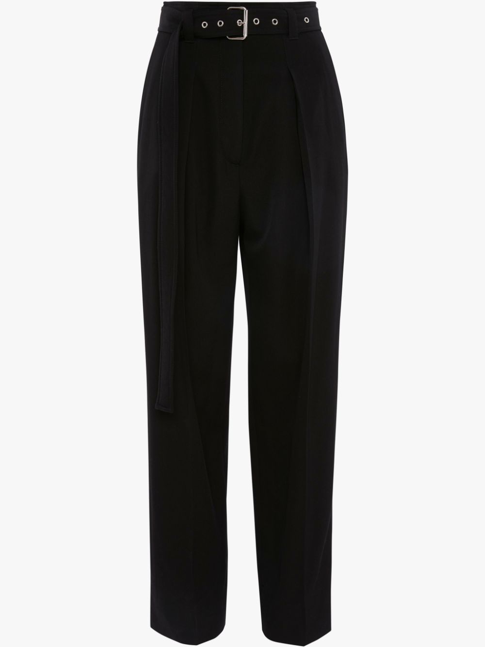 belted tapered trousers in black | JW Anderson
