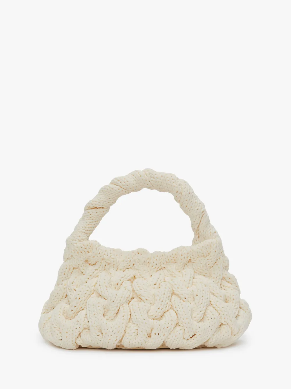 CABLE KNIT BAG - KNITTED TOP HANDLE BAG in white | JW Anderson US