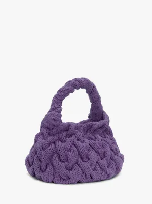 CABLE KNIT BAG - KNITTED TOP HANDLE BAG in purple | JW Anderson SG 