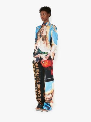 CARRIE - PATCHWORK PRINT TAILORED TROUSERS in black | JW Anderson