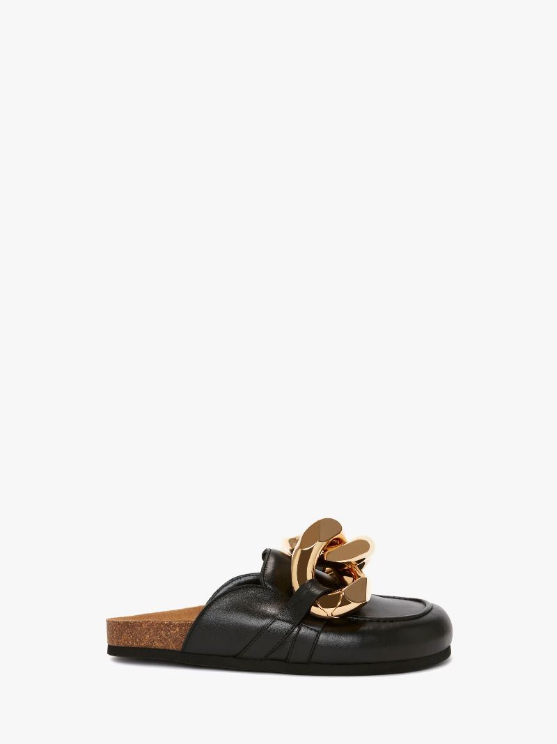 CHAIN LOAFER LEATHER MULES in black | JW Anderson US