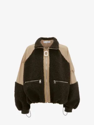 COLOUR BLOCK FLEECE TRACK JACKET in green | JW Anderson GB