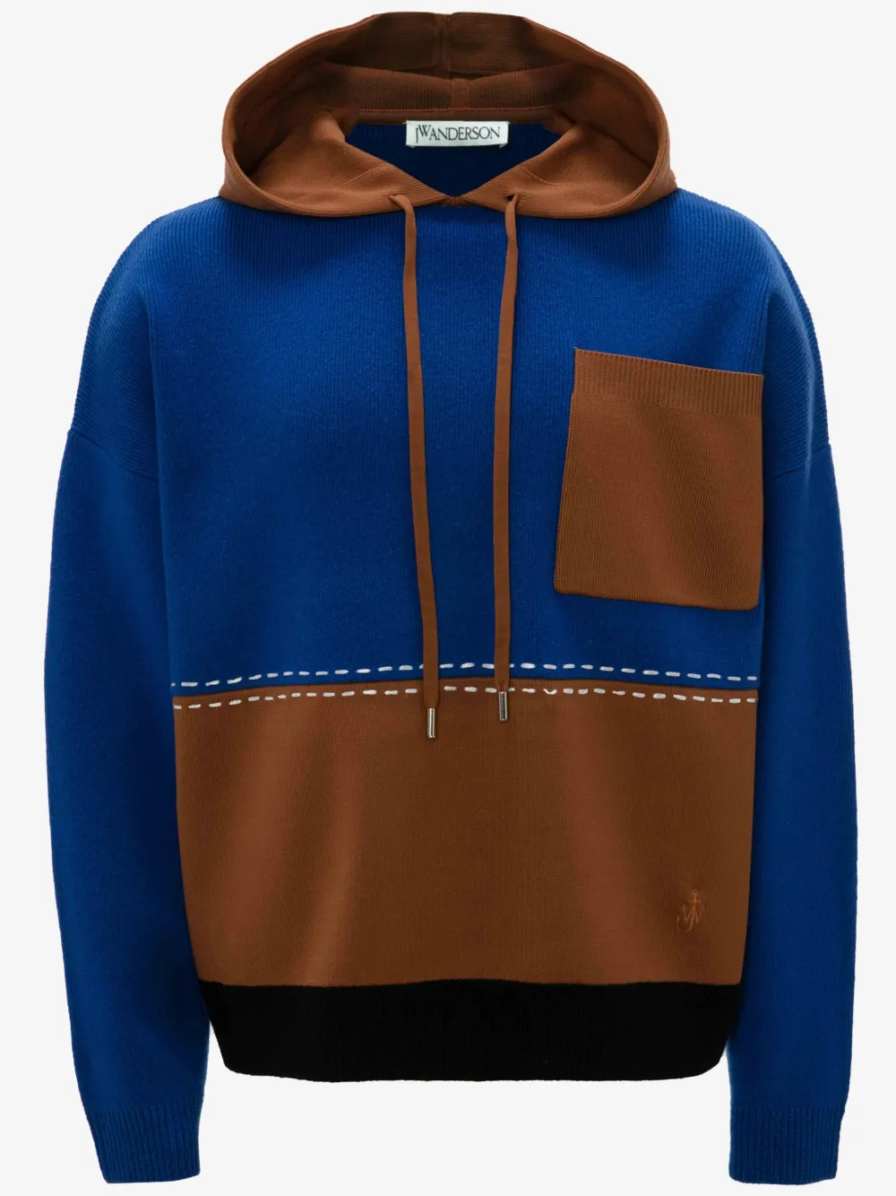 Blue colour block online hoodie