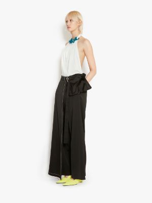 CONTRAST SATIN LONG TROUSER SKIRT in black | JW Anderson