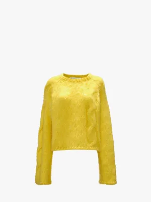 Anthropologie Pepin buy Cable Knit Crop Sweater Golden Yellow L NWT