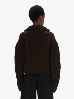 CROPPED CHENILLE CARDIGAN in brown JW Anderson FR