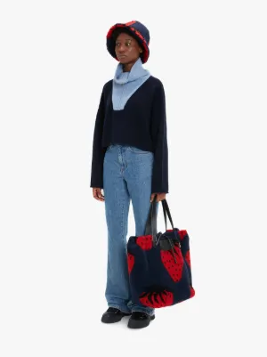 CROPPED FUNNEL NECK ZIP JUMPER in blue JW Anderson GB