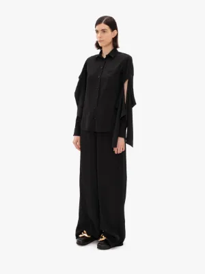 ELASTICATED WAIST WIDE LEG TROUSERS in 