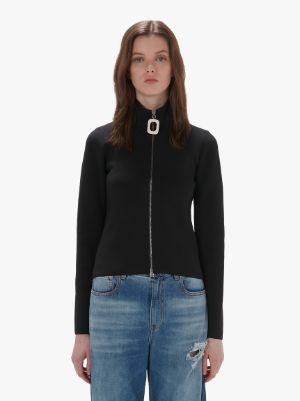 Ladies black zip up cardigan online