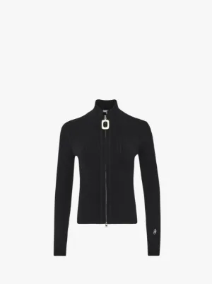 FITTED ZIP UP CARDIGAN in black | JW Anderson NL