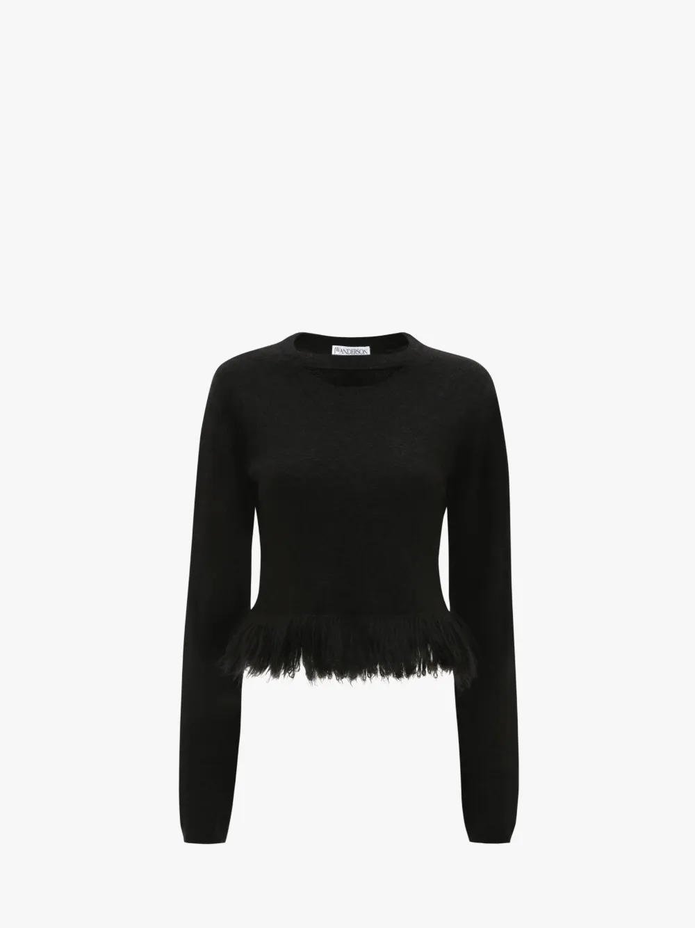 FRINGED HEM CROPPED JUMPER in black JW Anderson