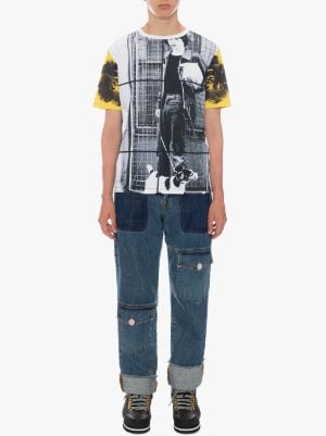 Gilbert & George dog boy allover print t-shirt in white | JW Anderson