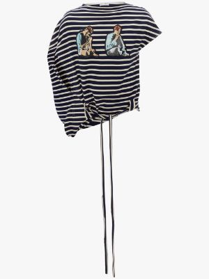 Gilbert & George print stripe drapetop in blue | JW Anderson