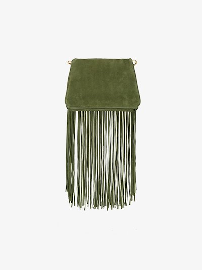 green suede crossbody bag