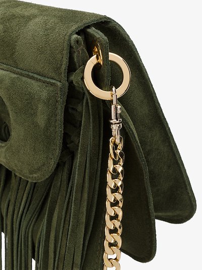 green suede crossbody bag