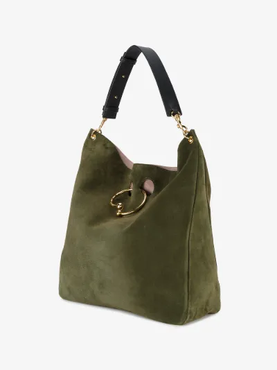 green suede tote bag