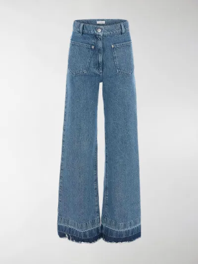 blue high waisted flared jeans