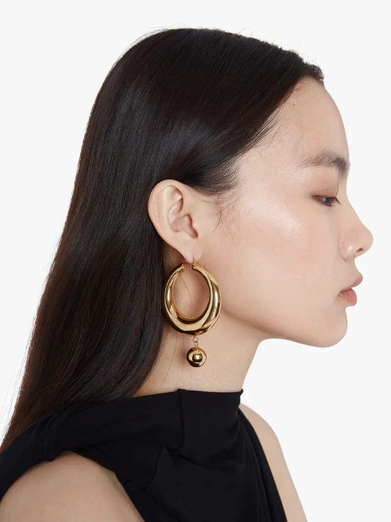 HOOP & BALL EARRINGS in gold JW Anderson