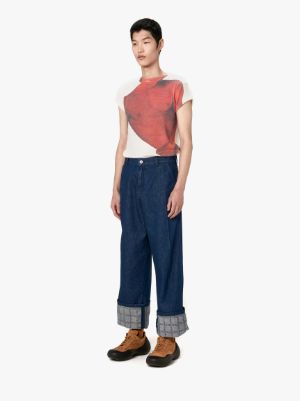 LOGO GRID TURN UP WORKWEAR JEANS in blue | JW Anderson