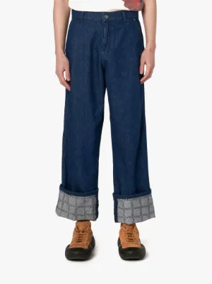 LOGO GRID TURN UP WORKWEAR JEANS in blue | JW Anderson