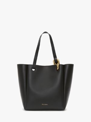 JWA CORNER TOTE - LEATHER TOTE BAG in black | JW Anderson US