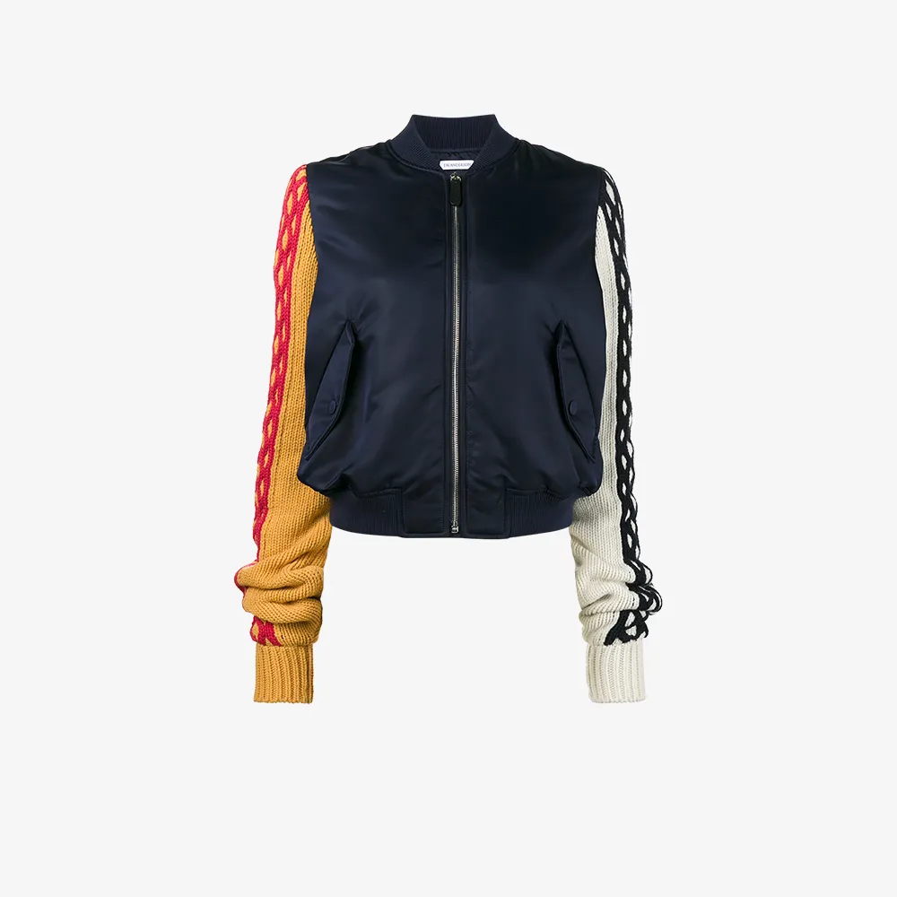 JW Anderson Knitted sleeve bomber jacket Browns