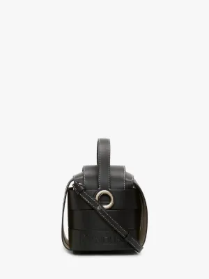 KNOT BAG - LEATHER TOP HANDLE BAG WITH CROSSBODY STRAP in black