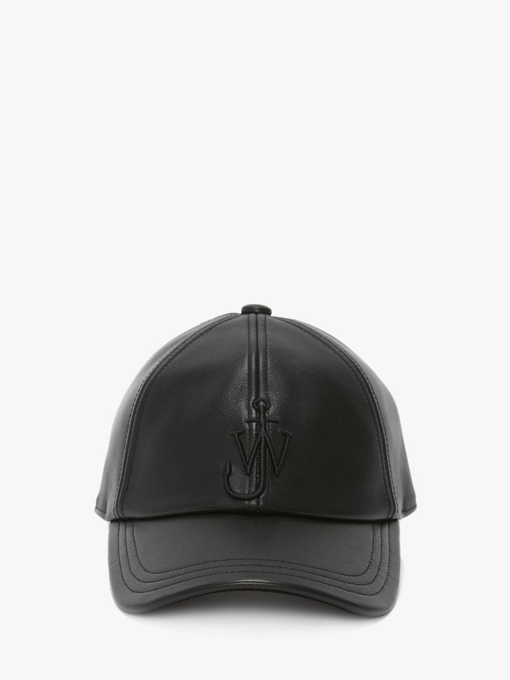LEATHER BASEBALL CAP WITH ANCHOR LOGO in black | JW Anderson US