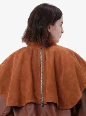 LEATHER BOMBER JACKET WITH OVERSIZED COLLAR in brown | JW Anderson US