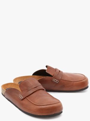 leather loafer mules in brown | JW Anderson