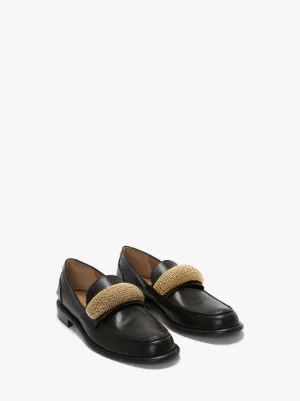 LEATHER MOCCASIN LOAFERS in black JW Anderson