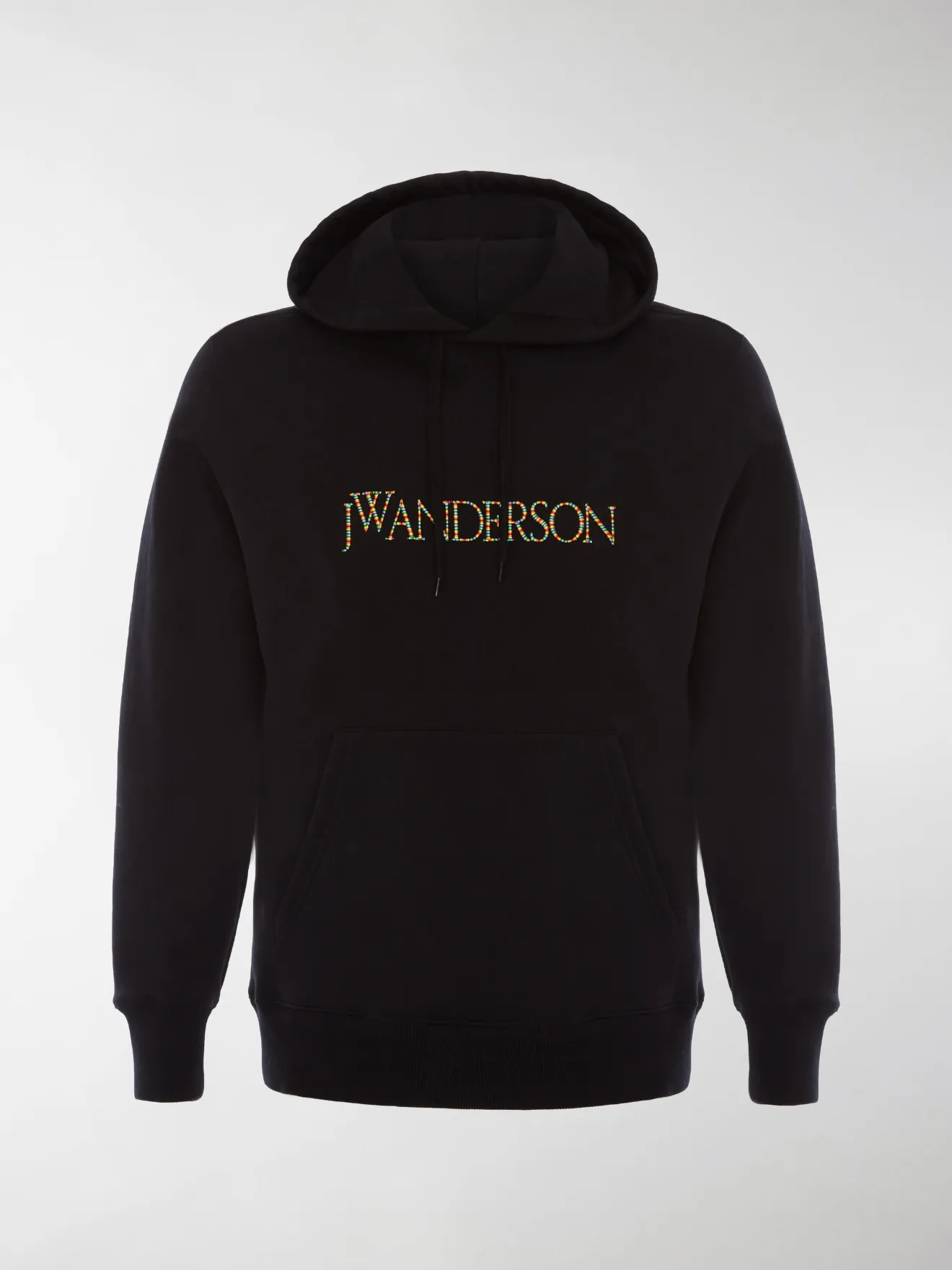 JW Anderson logo embroidered hoodie black | MODES