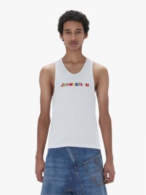 LOGO EMBROIDERED TANK TOP in white | JW Anderson US