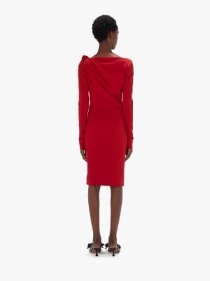LONG SLEEVE MIDI DRESS in red | JW Anderson US