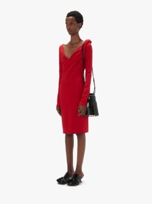 LONG SLEEVE MIDI DRESS in red | JW Anderson US